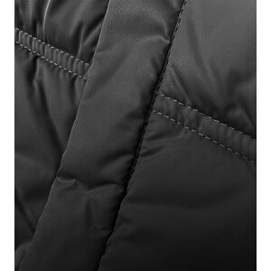 Voľná čierna dámska bunda s kapucňou (8118) odcienie czerni S (36)