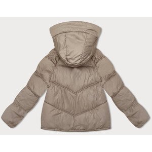 Voľná béžová dámska bunda s kapucňou (8118) Béžová XL (42)
