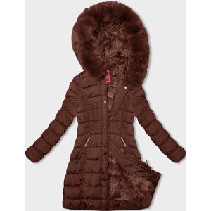 Dámska zimná bunda v tehlovej farbe s kapucňou (LHD-23013) odcienie czerwieni XL (42)