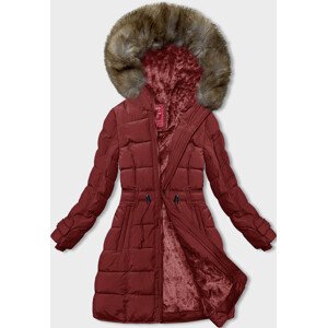 Červená dámska zimná bunda s kožušinovou podšívkou (LHD-23063) odcienie czerwieni XXL (44)