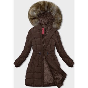 Hnedá dámska zimná bunda s kožušinovou podšívkou (LHD-23063) odcienie brązu S (36)