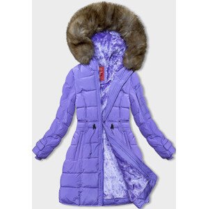 Dámska zimná bunda v lila farbe s kožušinovou podšívkou (LHD-23063) odcienie fioletu S (36)