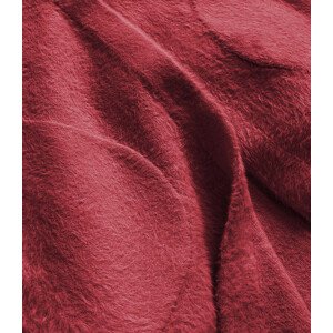 Dlhý vlnený prehoz cez oblečenie typu alpaka v malinovej farbe s kapucňou (908) Růžová ONE SIZE