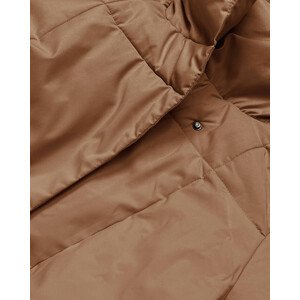 Tmavo béžový dámsky zimný kabát s opaskom (2M-061) Béžová S (36)