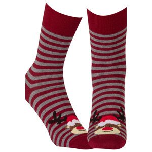 Vzorované sviatočné ponožky červená 30-34