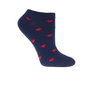 Dámske členkové ponožky CSD240-036 čierne s bielymi srdiečkami - Moraj 38-41