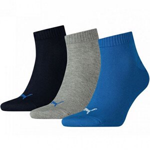 Unisex ponožky Quarter Plain 3 páry 271080001 277 black/grey/blue - Puma 43-46