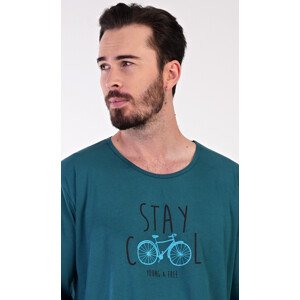 Pánska nočná košeľa s dlhým rukávom Adam tm.zelená - Vienatta L