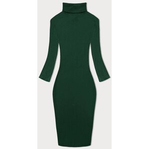 Vypasované žebrované šaty v lahvově zelené barvě s rolákem Rue Paris (5133) zielony XL (42)