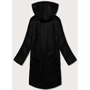 Čierny dámsky kabát plus size s kapucňou (2728) černá 48