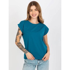 Bavlněné dámské tričko v mořské barvě s  model 19552553 - FEEL GOOD