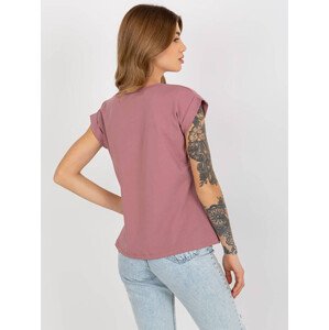 Bavlněné dámské tričko ve špinavě růžové barvě s  model 19552558 - FEEL GOOD