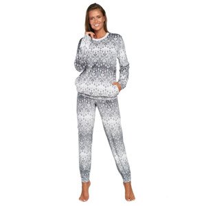 Dámske hrejivé pyžamo Snow biele so šedými vločkami šedá M