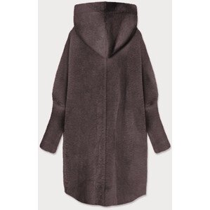 Dlhý vlnený prehoz cez oblečenie typu alpaka v kakové farbe s kapucňou (908) odcienie brązu ONE SIZE