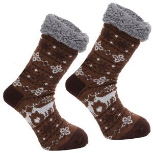 Protišmykové ponožky Nordic winter hnedé hnědá UNI