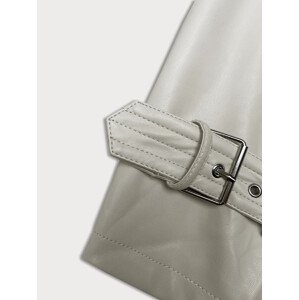 Voľný dámsky kabát z ekologickej kože J Style v studenej béžovej farbe (11Z8101) Béžová M (38)