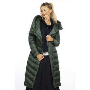 Dlhá zelená dámska bunda s kapucňou AnnGissy (AG1-J9169) odcienie zieleni S (36)