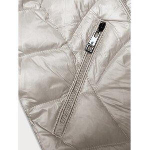 Prešívaná dámska bunda v ecru farbe s kapucňou Glakate pre prechodné obdobie (LU-2202) odcienie bieli XXL (44)