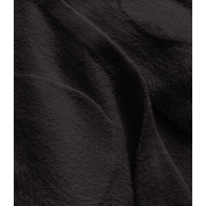 Tmavo hnedý dlhý vlnený prehoz cez oblečenie typu alpaka s kapucňou (908) odcienie brązu ONE SIZE