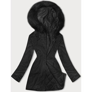 Čierna obojstranná dámska bunda prešívaná-kožúšok (H-897-01) odcienie czerni S (36)