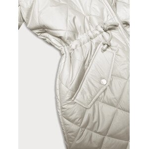 Obojstranná dámska bunda v ecru farbe prešívaná-kožušinka (H-897-11) odcienie bieli S (36)