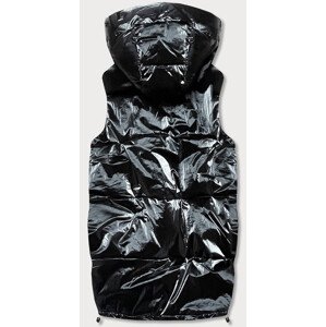 Lesklá čierno-neónové dámska oversize vesta (JIN222) odcienie czerni XL (42)
