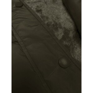 Dlhá zimná bunda v khaki farbe s kapucňou (V726) odcienie zieleni 46