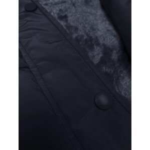 Tmavomodrá dlhá zimná bunda s kapucňou (V726) odcienie niebieskiego XL (42)