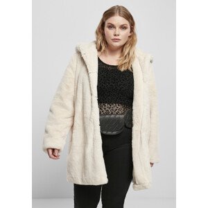 Dámsky medvedíkový kabát s kapucňou v bielej farbe XXL
