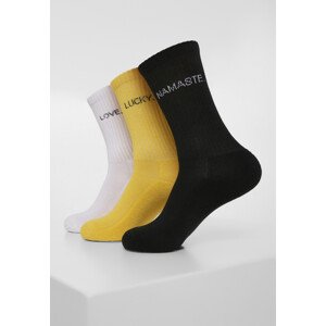 Text Ponožky 3-Pack čierna/biela/žltá 43-46