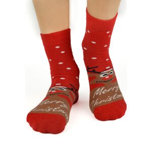 Bavlnené ponožky XMAS SB060 deti Červená 27-30