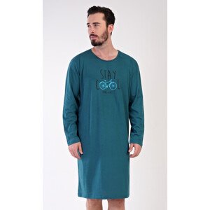 Pánska nočná košeľa s dlhým rukávom Adam tmavě zelená XXL