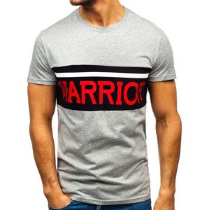 Pánske tričko s potlačou "Warrior" 100701 - šedá, M