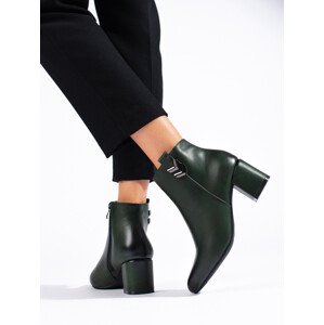 Štýlové zelené dámske členkové topánky na širokom podpätku 36