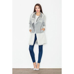 Dámsky kabát / sveter M507 Sivo-biely - Figl M šedo-bílá