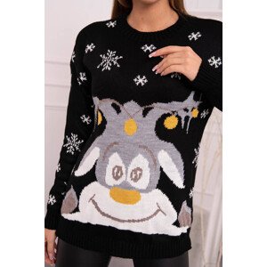 Dámsky vianočný sveter so sobom čierny - Gemini UNI