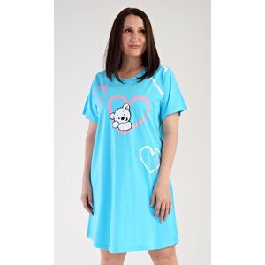 Dámska nočná košeľa s krátkym rukávom Teddy Bear Turquoise - Vienetta XL