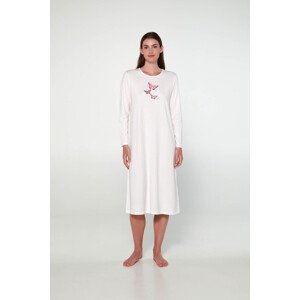 Dámska nočná košeľa s dlhým rukávom 19514 biela/škvrnitá - Vamp M
