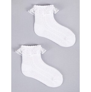 Dievčenské ponožky s volánom 3Pack SKL-0009G-0100 white - Yoclub 5-6 cm
