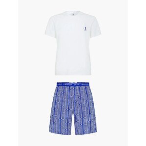 Pánske krátke pyžamo 000NM2128E - W17 - Modrá - Calvin Klein XL bílo-modrá
