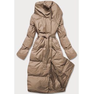 Béžová dámska zimná preložená obálková bunda (5M737-84) Béžová XL (42)