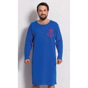 Pánska nočná košeľa s dlhým rukávom Anchor modrá M