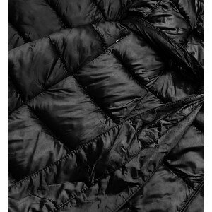 Čierny prešívaný kabát s vysokou stojacou kapucňou Ann Gissy (AG1-J9062) odcienie czerni XXL (44)