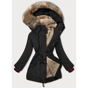 Čierna dámska zimná bunda s kapucňou (CAN-579) odcienie czerni XL (42)