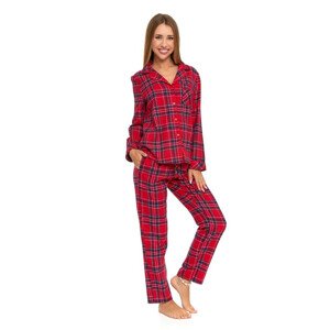 Dámske flanelové pyžamo Carola červené kockované červená XXL