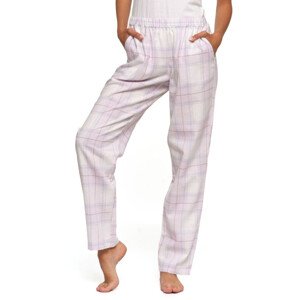 Pyžamové nohavice Moraj biely a ružový flanel růžová S