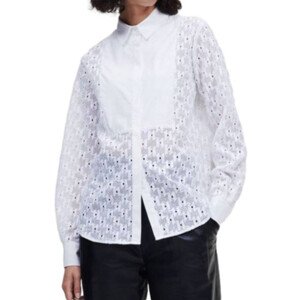 Karl Lagerfeld KL Monogram Lace Bib Shirt W 220W1600 M