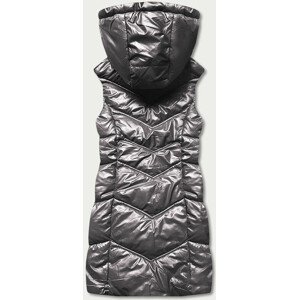 Lesklá šedá vesta s kapucňou (B8025-70) odcienie szarości XXL (44)