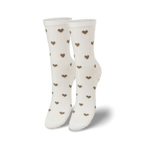 Dámske valentínske rebrované ponožky Milena 0200 37-41 bílá - velká srdce 37-41