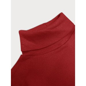 Červené rebrované priliehavé šaty s rolákom Rue Paris (5133) odcienie czerwieni XL (42)